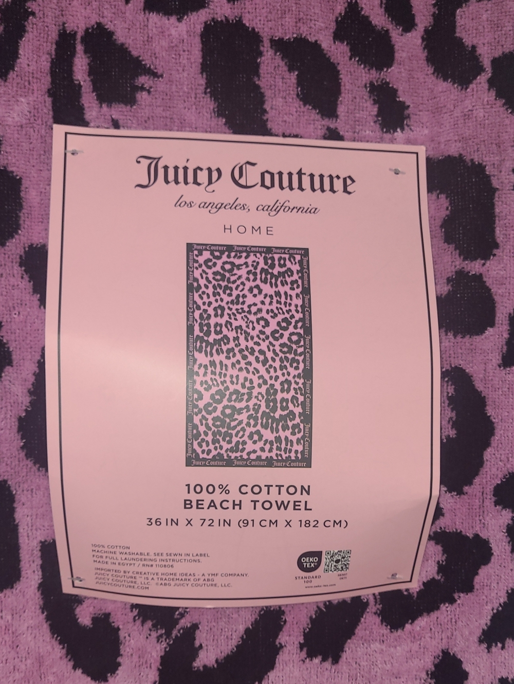 Juicy Couture Pink Leopard Print Beach Towel